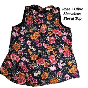 Rose & Olive Sleeveless Floral Top | Sleeveless Top | Floral Top | Size M